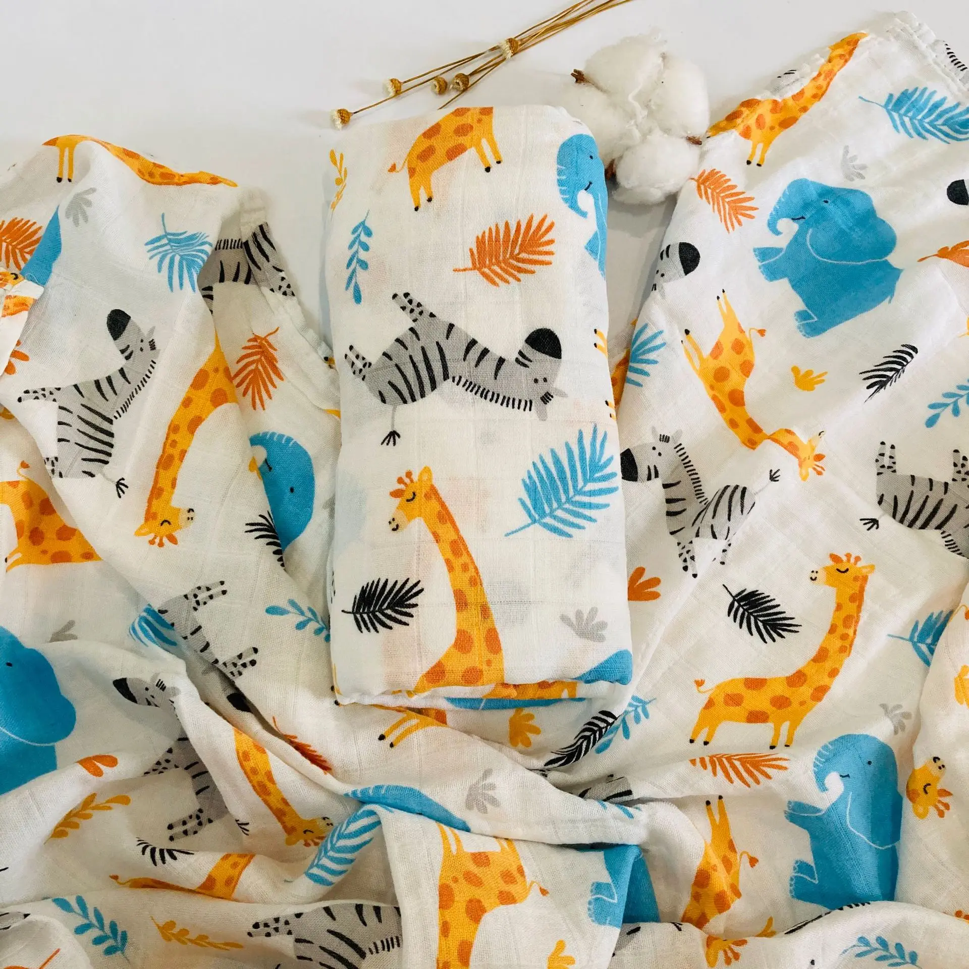 120*120cm Bamboo Cotton Swaddle Blanket Print Muslin Baby Blankets Infant Swaddle Towel For Newborns Baby Wrap Kids Bed Sheet