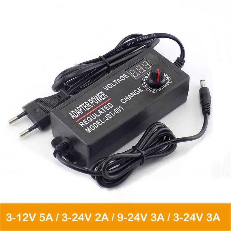 Adjustable Adapter AC 100-220V to DC 3-12V 5A 3-24V 2A 9-24V 3-24V 3A Power Supply Universal ac/dc Adapter with Display Screen