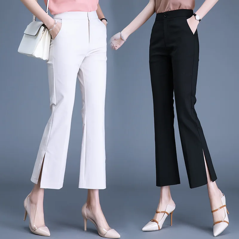 High Waist Women's Pants Black Work Wear Office Elegant Harem Ankle-Length  Pants Female High Quality Gray Casual Pants Trousers