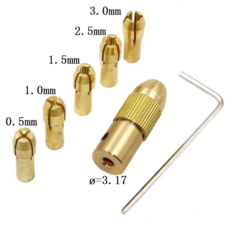 7PC 2mm/2.35mm/3.17/4.05/5.05mm Electric Drill Bit Collet Micro Twist Drill Chuck Tool Adapter Small Drilling Power Hand Rotory