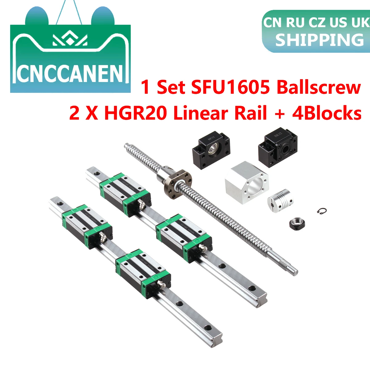 guias lineares quadrados trilho 2conjunto hgh20ca sfu1605 bola parafuso mm de chumbo bk12bf12 cnc atuador linear ru ue hgr20 01