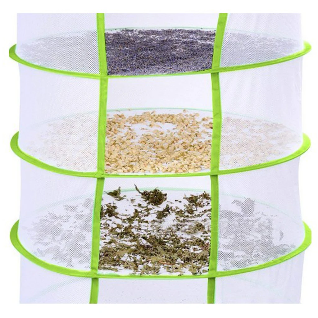 4/8 Tier Dry Net Herb Drying Folding Fishing Net with Zipper Dryer Mesh Tray Drying Rack Flower Hanger Fish Net Tackle Accessory