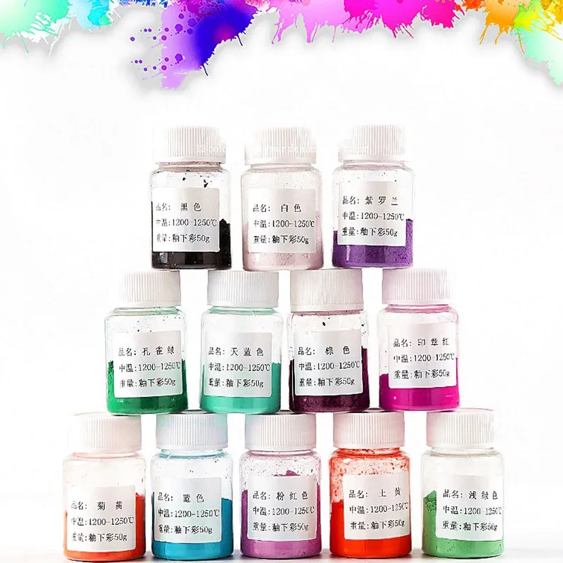 12 Colors Pigment Powder Ceramic Art Coloring Gouache Pigment Diy Painting Ceramics  Material Art Supplies carving tool