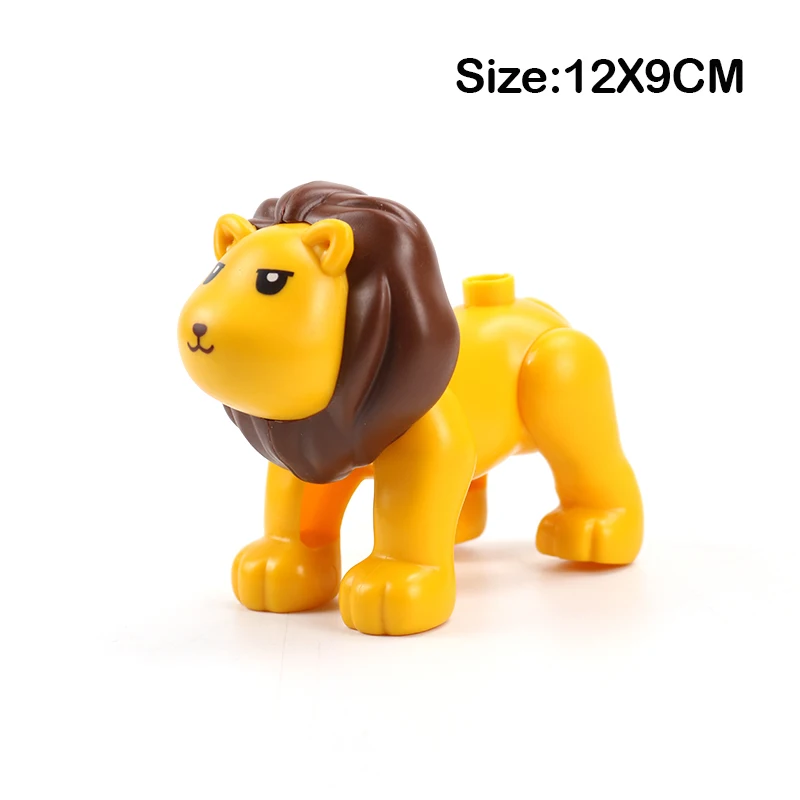 DIY Zoo Construction Bricks Tiger Rabbit Lion Big Size Particle Building Blocks Animals Educational Toys For Child