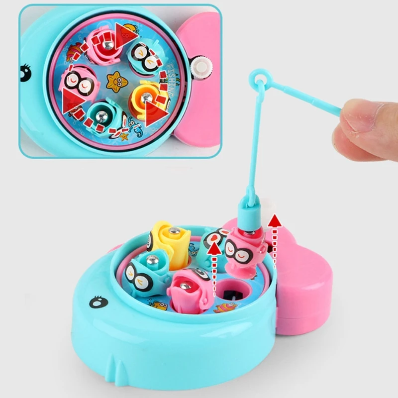 Funny magnetic mini fishing toy with clockwork power education stimulation busy board suitable for children over 3 years old