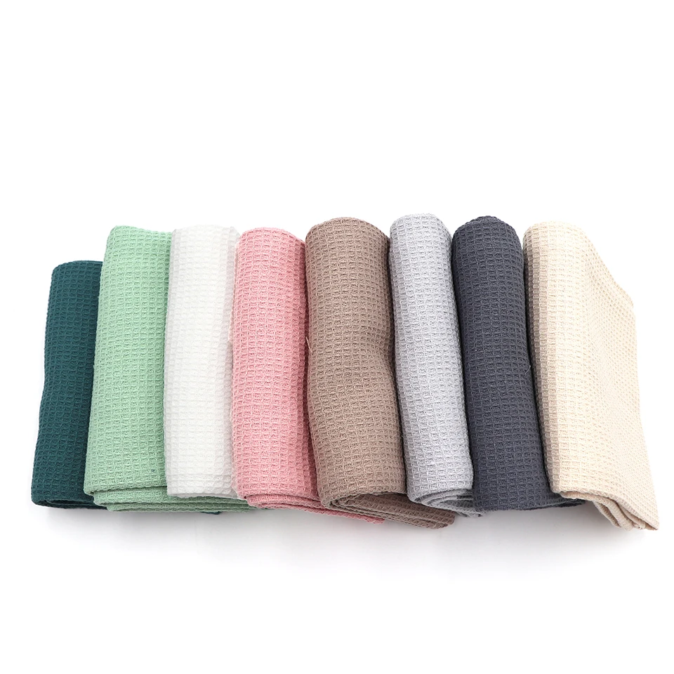 45x65cm New Waffle Tea Towel Pure Color Cotton Absorbent Kitchen Napkin Coffee Bar Superfine Fiber Cleaning Towel