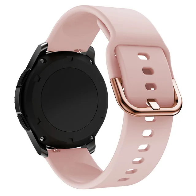 22mm 20mm Silicone strap for Samsung Galaxy watch 3 46mm/Active 2 42mm/Huawei watch GT GT2 Rose gold buckle for Amazfit Bip band