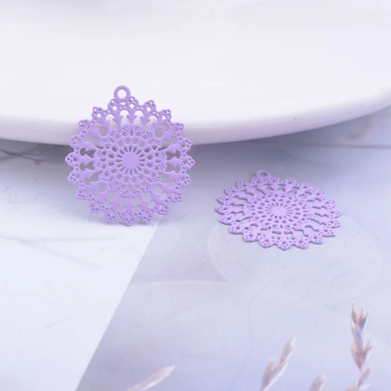 50pcs AC5404 20*22mm Anise Color Flower Charms Connector Blue-Gary  Purple and Coral-Color DIY Drop Earrings Jewelry