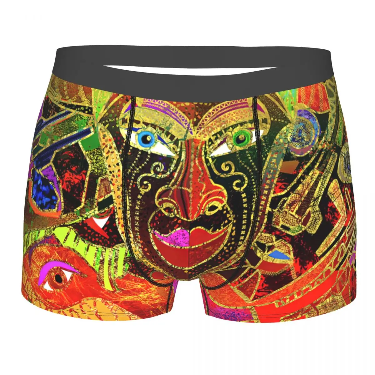 Tribal Mask Colorful Collage Underpants Breathbale Panties Male Underwear Print Shorts Boxer Briefs