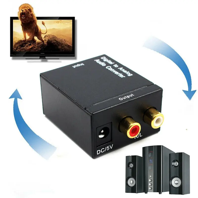 Digital to Analog Audio Converter Optical Fiber Toslink Coaxial Signal to RCA R/L Audio Decoder SPDIF ATV DAC Amplifier