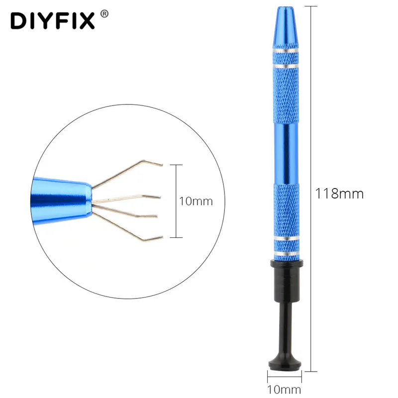 BGA IC 칩 추출기 픽업 펜 전자 도구 키트 IC 칩 구성 요소용 작은 부품 그래버 4 개의 클로 홀드 금속 그래버