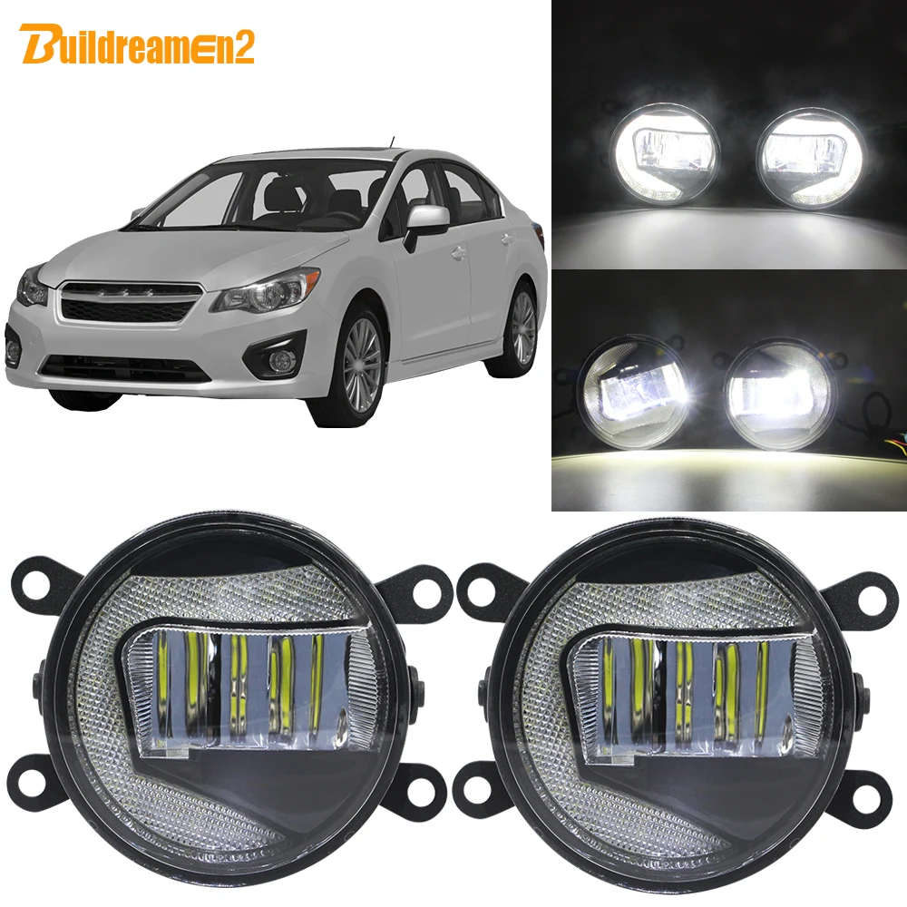 Buildreamen2 Car H11 Socket LED Projector Fog Light Daytime Running Light 12V Accessories For Subaru Impreza 2012-2015