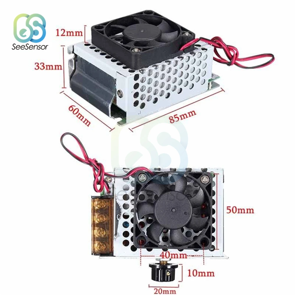 4000W 220V AC SCR Voltage Regulator Dimmer Electric Motor Speed Controller Electronic Temperature Volt Regulator With Fan