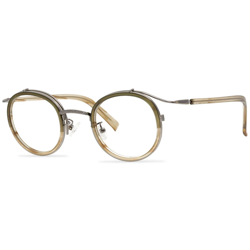 

Belight Optical Round vintage style handmade titanium with acetate optical frame spectacle frame precription lens OV5226