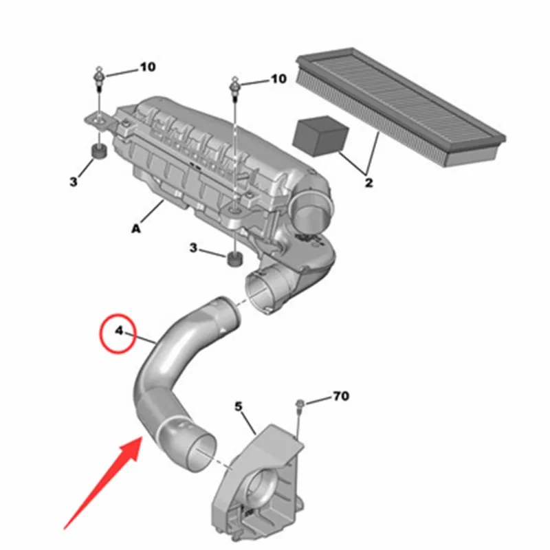 空気クリーナーホース共鳴bbox吸気管9674987480プジョー208 2008シトロエンC3 1.6THP