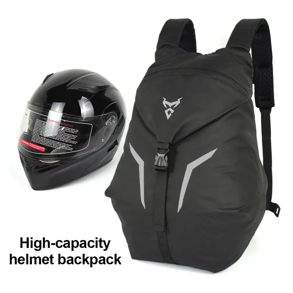 

Motorcycle Helmet Backpack Waterproof Cycling Helmet Storage Bag Lightweight Travel Backpack With Reflective Strip For Outdoor