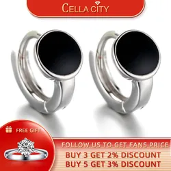 Cellacity Silver  Earrings Women Fine Jewelry With Black Gemstones For Charm Lady Female  Ear Drops Women Party Gift