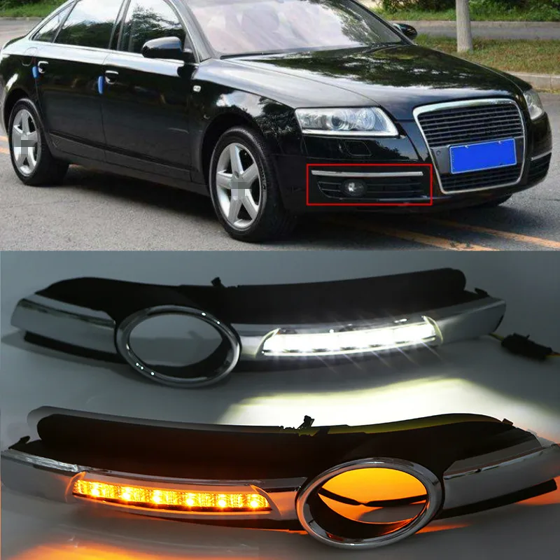 

For Audi A6L A6 C6 2005-2008 For Quattro RS Cabriolet Allroad Front LED Daytime Running Light DRL Light Fog Lamp Cover