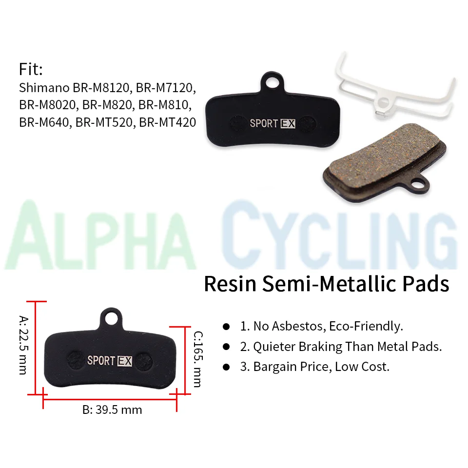 Bicycle Brake Pads for SHIMANO XT, Zee, Saint, M8020, M9020, M640/M800/M810/M820/MT520/MT420, Sport EX, 4 Pairs