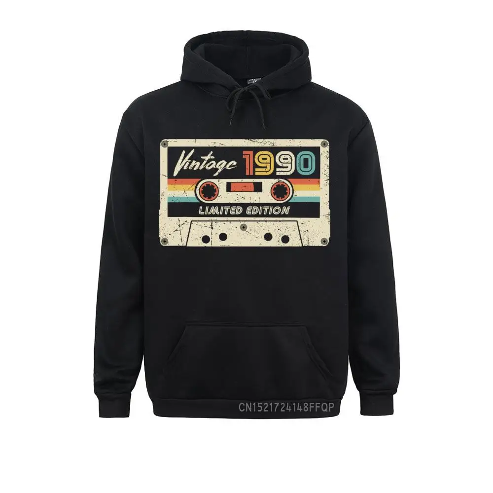 Classic Vintage Made In 1990 Pullover Men 30th Birthday Gift Retro Cassette Hoodie Hooded Sweats Anniversary For Husband