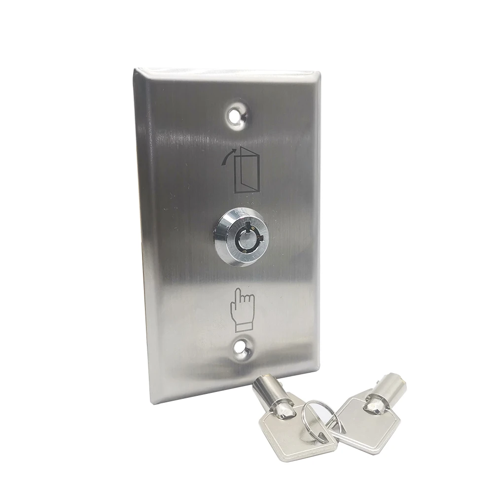 Long Type Double NO NC Stainless Steel Emergency Key Door Lock Release Exit Button S70K