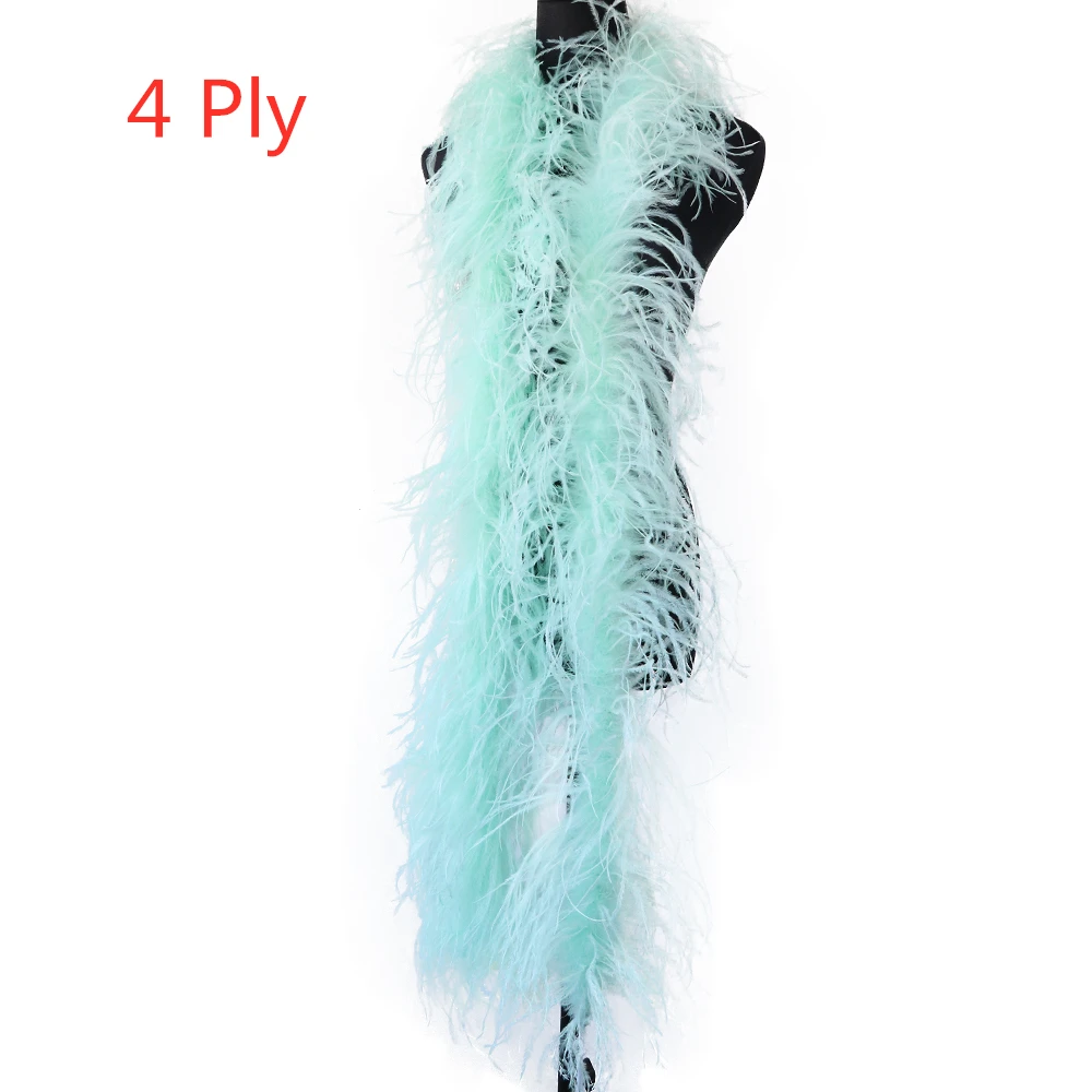 

4 Ply High quality Ostrich Feather Boas Custom Thickness 1-30 Ply Coloful White Ostrich feather shawl Wedding Dress Decoration