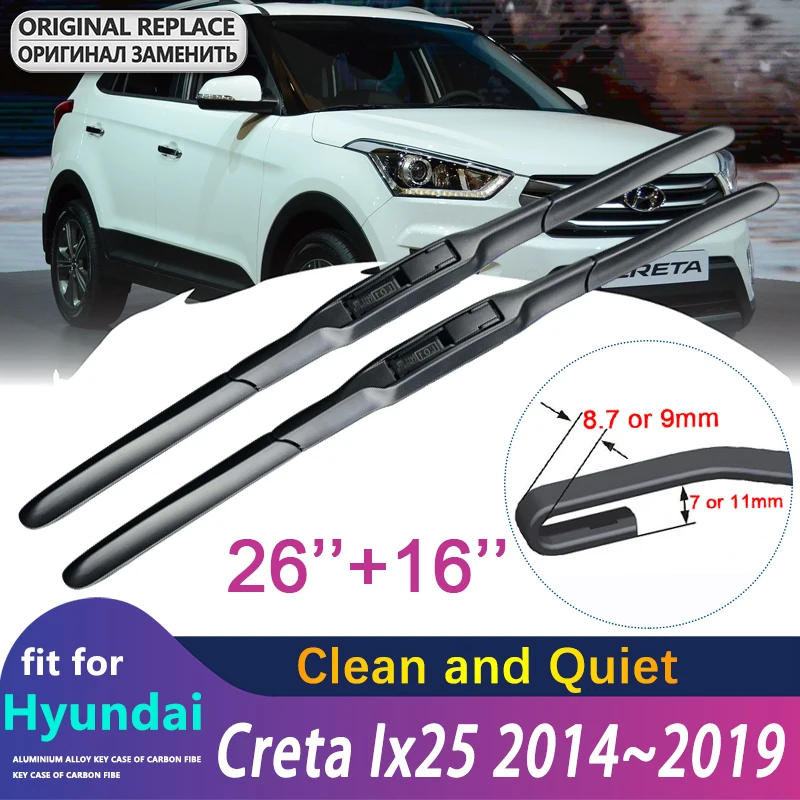 Car Wiper Blades for Hyundai Creta Ix25 2017 2015 2016 2014~2019 Front Windshield Frameless Snow Scraping Rubber Accessories