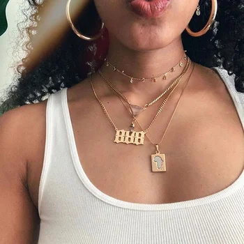 444 666 777 天使數字項鍊 惡魔天使 999 222 111 女士項鍊 項圈鏈 不鏽鋼極簡主義首飾 8 最佳銷售 天使數字項鍊 - №2