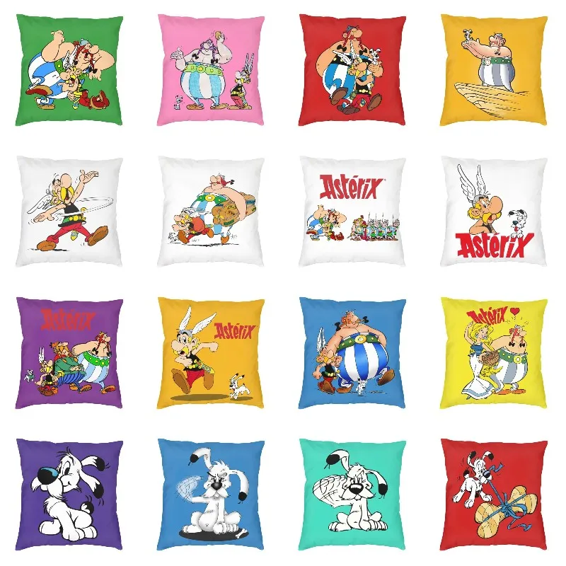 Adventure Comic Asterix And Obelix Sofa Cushion Cover 60*60 cm Manga Getafix Dogmatix Throw Pillow Case Home Decor Pillowcase