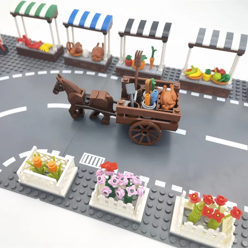 City Friends Building Bricks MOC Creator Classic Street Store Blocks Horse Carriage Toys for Children Girl Compatible Big Brand