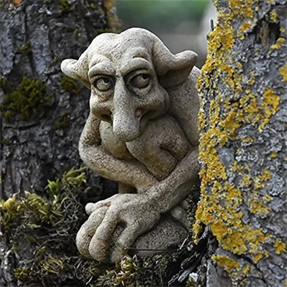 Gothic Gargoyle Statue Friendly Troll Garden Statue Gargoyle Statue Cast Stone Troll Resin Old Man Figurine Garden Art Decor