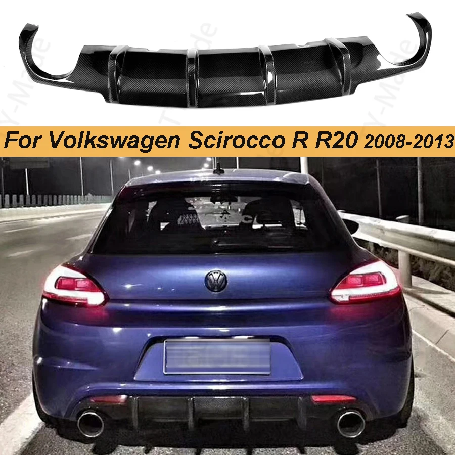 

R20 Carbon Fiber Car Rear Bumper Diffuser Lip Spoiler Dual Exhaust One Outle for Volkswagen VW Scirocco R R20 Bumper 2009 - 2013