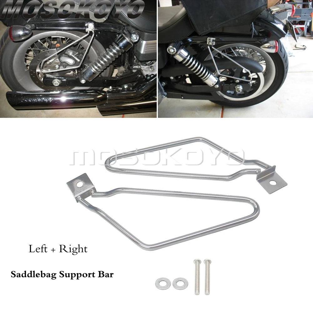 

For Harley Sportster 883 Iron XL883N Chrome Saddlebag Holder Bracket Frame Mounting Support Bars For Harley Dyna FXDF Fat Bob