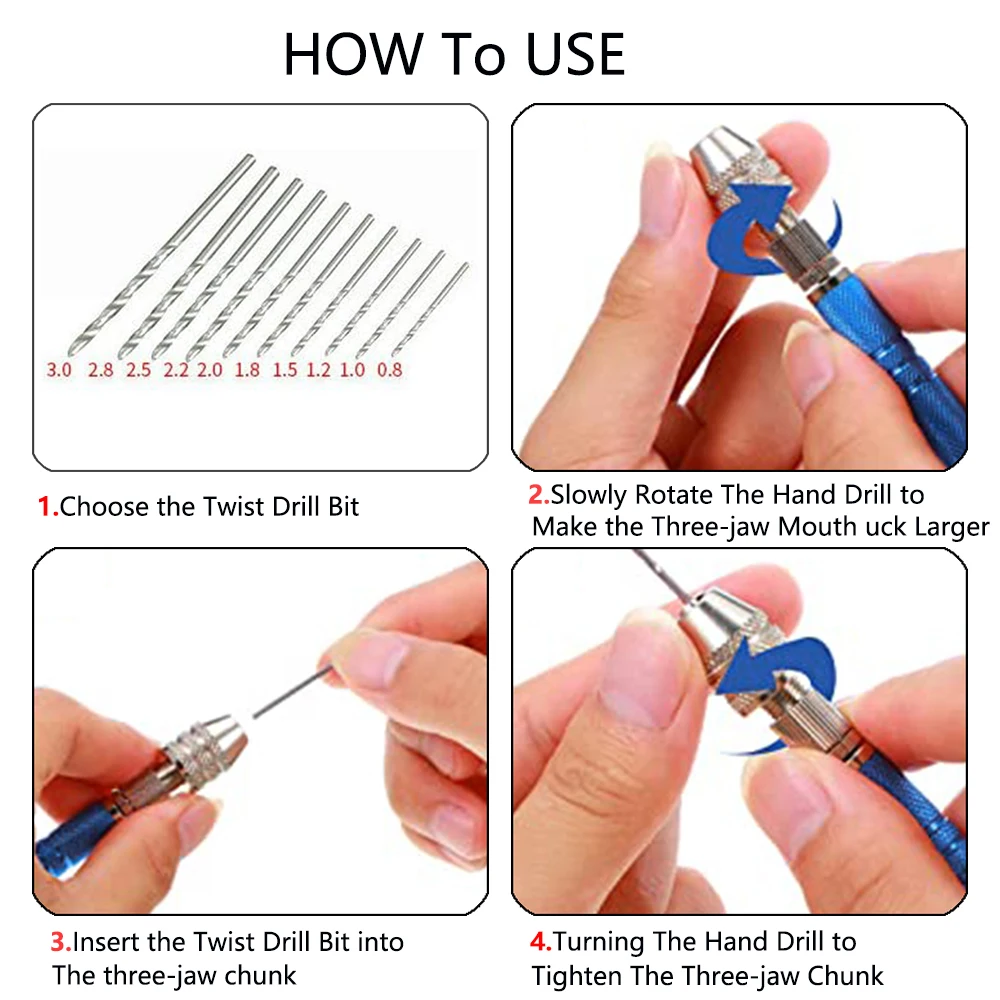 Blue Semi-automatic Hand Drill Twist Bit HSS Woodworking Tool Cobalt High Speed Twist Drill Woodworking Tools D30