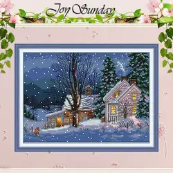 Snowy Night Patterns Counted Cross Stitch Set DIY 11CT 14CT 16CT Stamped DMC Cross-stitch Kit Embroidery Needlework Home Decor