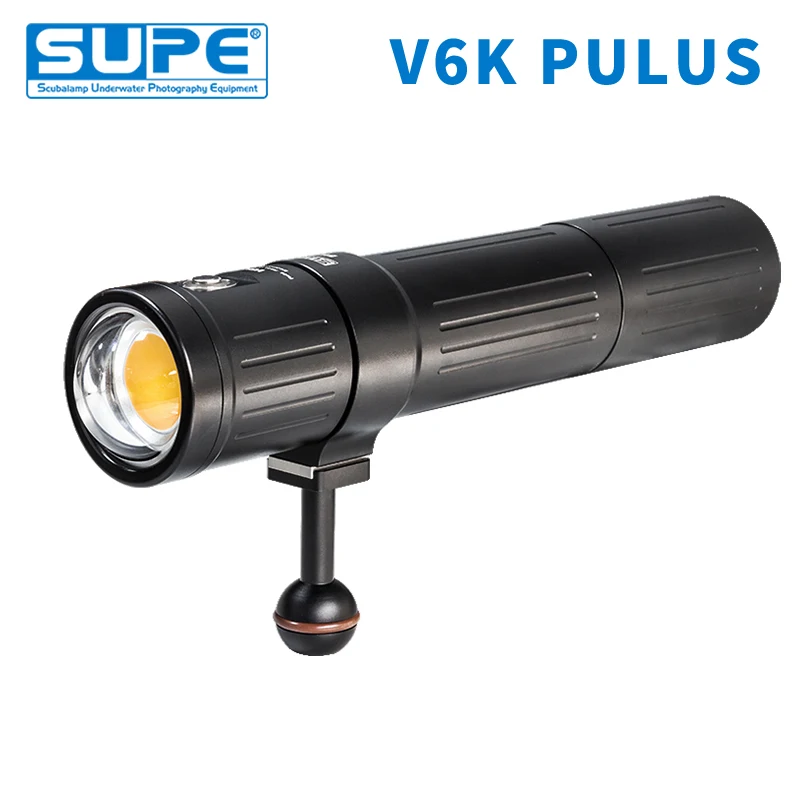 SUPE Scubalamp V6K Plus 12000-Lumens Underwater Photo Video Light Scuba Diving Search Light Beam Angle 120 High-Mid-Low Dimming