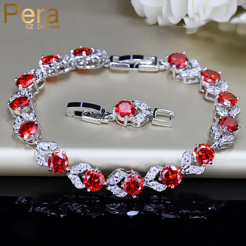 

Pera Elegant Women Jewelry Round Cut Cubic Zirconia Beautiful Flower Link Chain Tennis Hand Bracelets for Ladies Party Gift B097