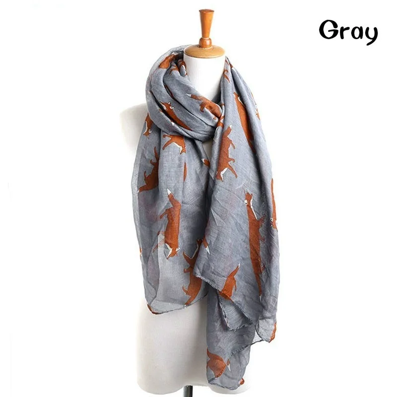 1Piece Balinese Scarf Fox Cat Pattern Scarf Spring And Autumn Fashion Scarf
