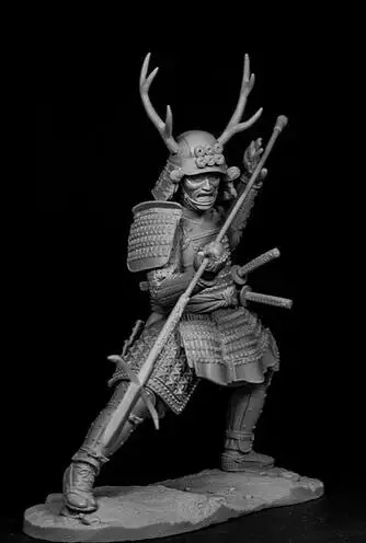 Unassambled 1/24 Oude Warrior Stand Met Armour Resin Figuur Miniatuur Model Kits Unpainted