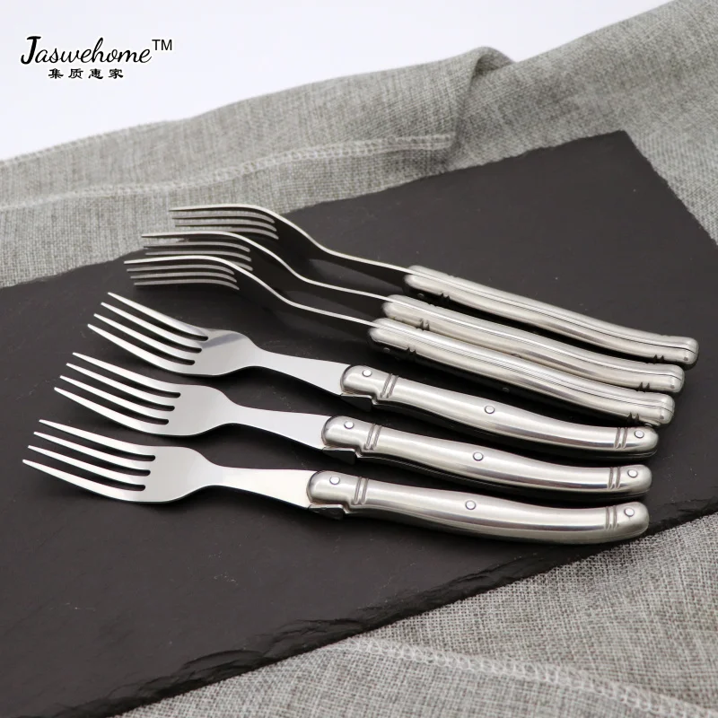 6pcs Full Tang Handle Stainless Steel Steak Forks Set Western Tableware Cutlery Meat Dinner Dessert Fruit Fork Dinnerwares