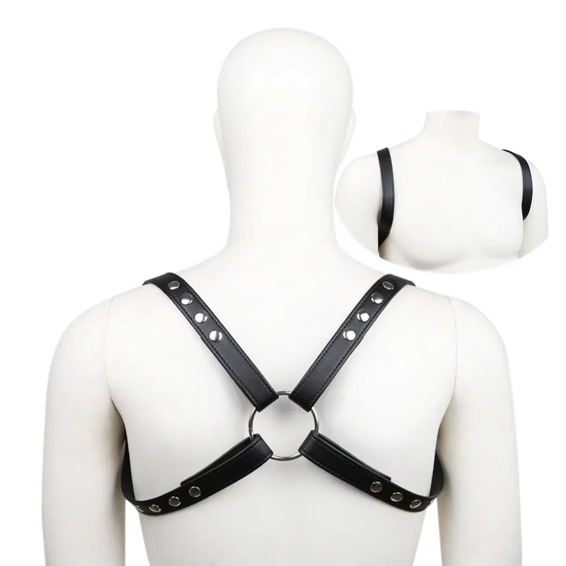 Arnés Sexual de cuero para hombres, cinturón de Bondage corporal ajustable, arnés de pecho, lencería Rave, ropa Sexual Gay para BDSM