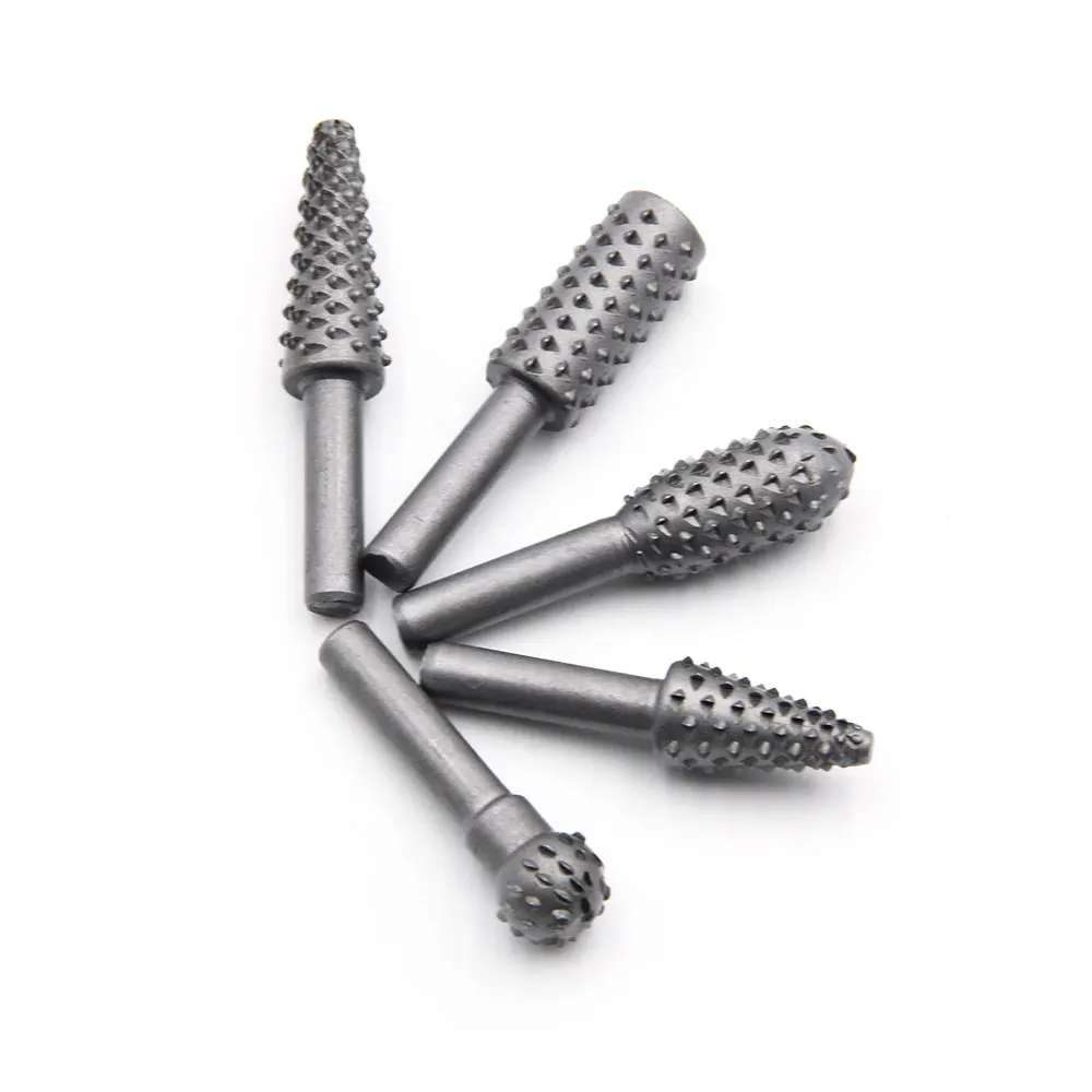 고탄소강 블랙 로터리 버 커터 조각 연삭 비트, 로터리 파일 커터 도구, 목공 DIY, 5 개