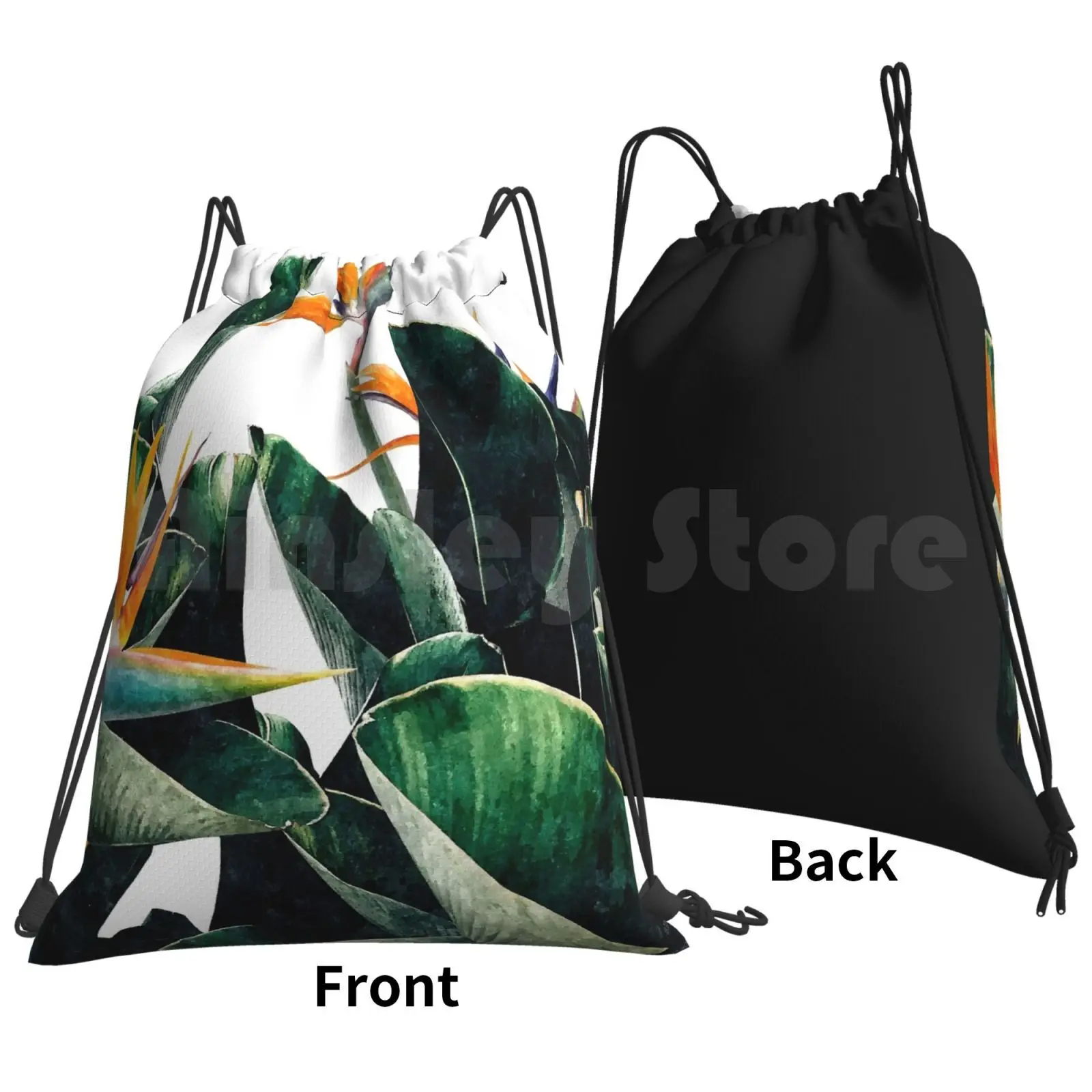 Paradise Bird Backpack Drawstring Bags Gym Bag Waterproof Watercolor Bird Of Paradise Tropical Exotic Nature Floral