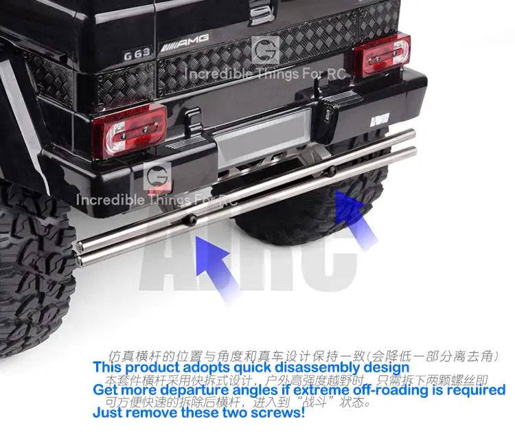 For Trax Trx-4 G500 82096-4 88096-4 Trx-6 6x6 G63 AJRC Metal Rear Bumper Chassis Protection Armor