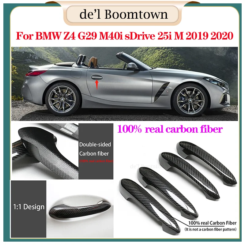 

New 100% Real Carbon Fiber Door Handle Cover For BMW Z4 G29 M40i sDrive 25i M 2019 2020 Car Door Handle Cover accessories