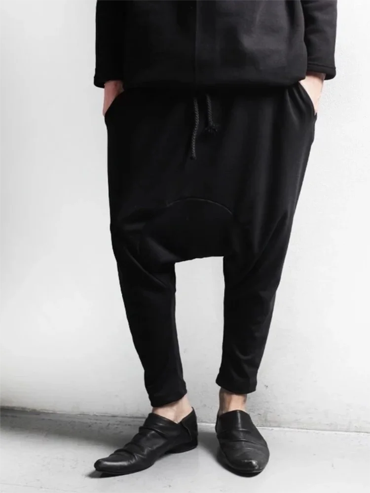 Men Down Pants Hanging Crotch Pants Spring And Autumn New Korean Version Of Fashion Black Slim Pants