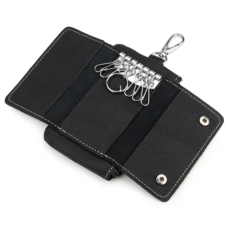 Genuine Leather Key Wallet Unisex Multifunction Keys Organizer Men Simple Card Keychain Cover Women Smart Housekeeper Coin Purse