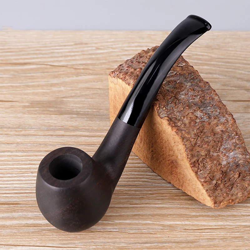 Ebony wood Smoking Pipe 9mm Filters Tobacco pipe Handmade cigarette holder Bent Type Tobacco pipes Gift men\'s smoking pipes