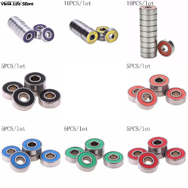 5/10PCS Red ABEC 9 Stainless Steel Bearings High Performance Roller Skate Scooter Skateboard Wheel Bearings