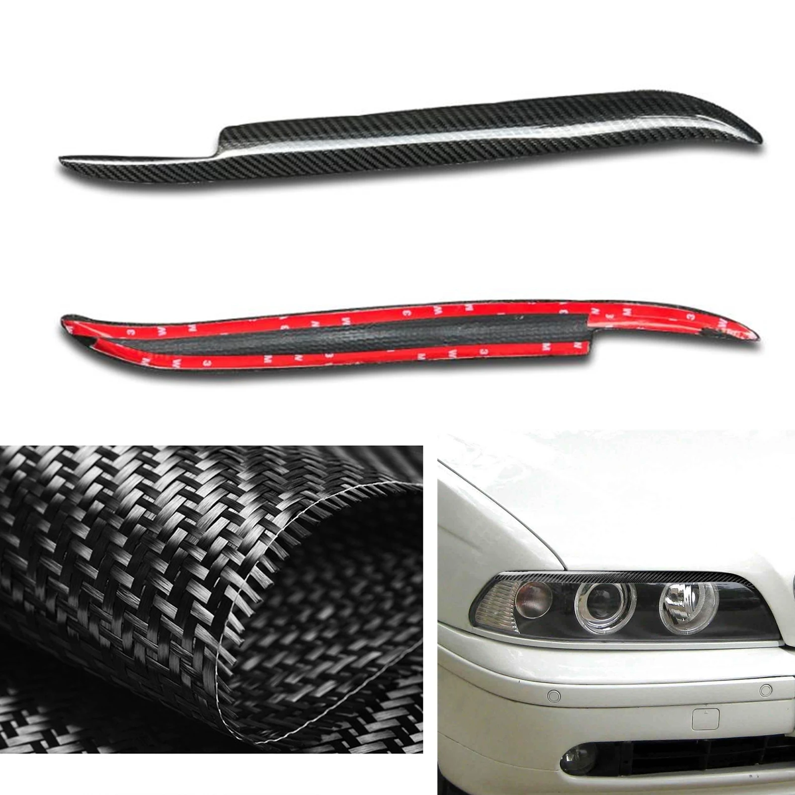 

For BMW 5 Series E39 1997-2003 525i 528i 530i 540i 4-Door Carbon Fiber Head Light Cover Headlight Eyebrow Headlamp Eyelid Trim